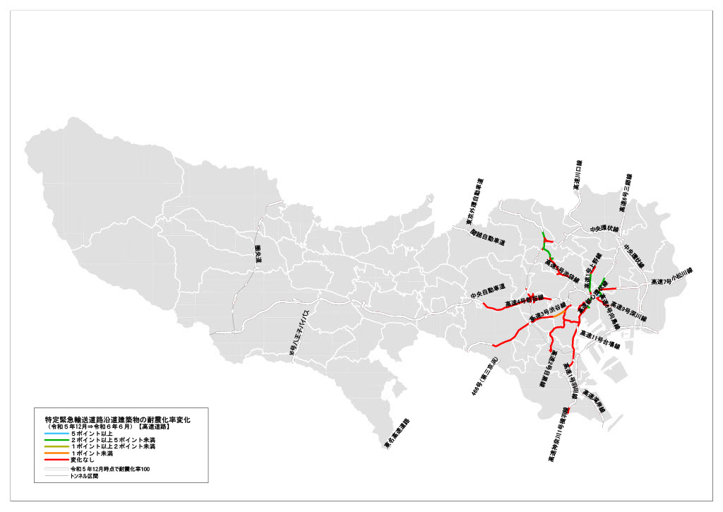 高速道路の状況（令和5年12月末時点➡令和６年６月末時点））